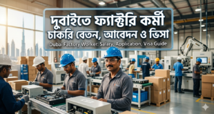 দুবাইতে ফ্যাক্টরি কর্মী চাকরি বেতন, আবেদন ও ভিসা